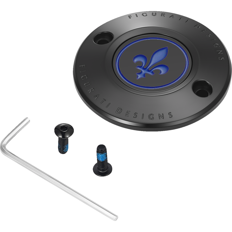 FIGURATI DESIGNS BLUE FLEUR-DE-LIS M8 TIMING COVER BLACK FD05-TC-2H-BK