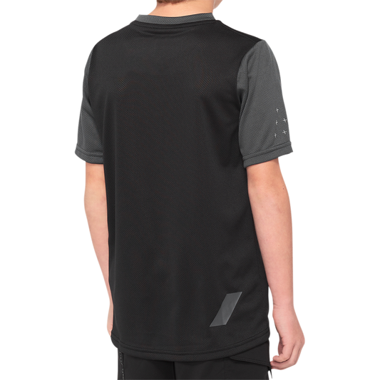 100% RIDECAMP YOUTH SHORT SLEEVE JERSEY BLACK/CHARCOAL - XL 40031-00003
