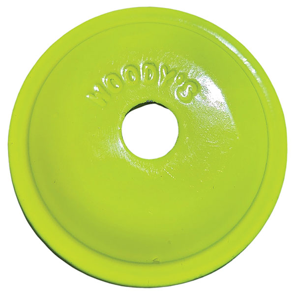 WOODY'S ROUND GRAND DIGGER BACKER PLATES 5/16" HIGH-VISIBILITY YELLOW 48/PKG ARG-3830-48
