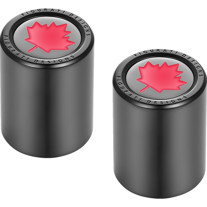 FIGURATI DESIGNS RED MAPLE LEAF DOCKING COVERS BLACK 27X32MM FD03-27.2/32-BK