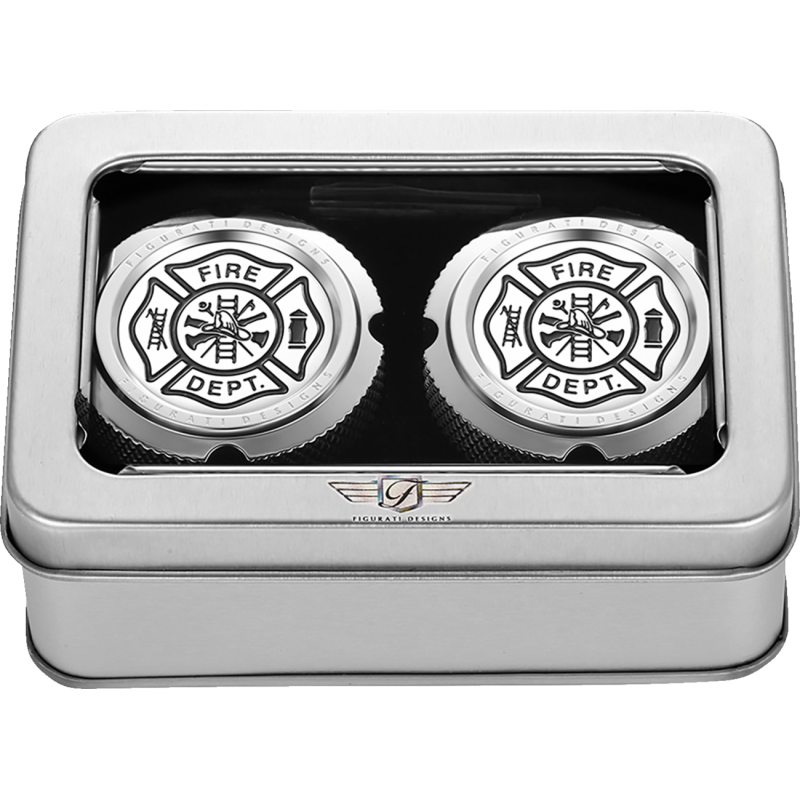 FIGURATI DESIGNS FRONT AXLE NUT COVERS SILVER WITH MALTESE CROSS-FIRE FD74-FAC-SS