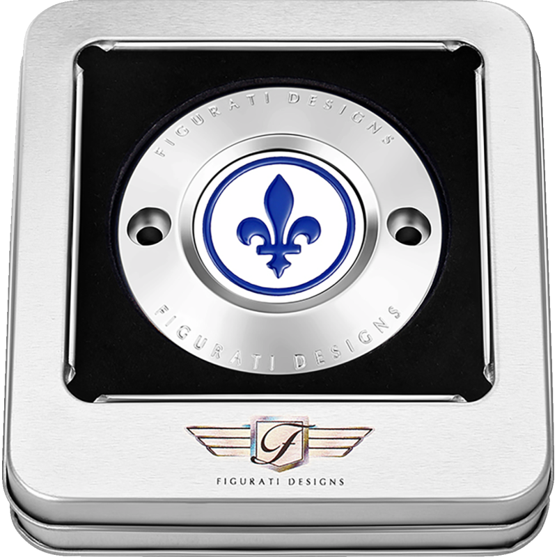 FIGURATI DESIGNS BLUE FLEUR-DE-LIS M8 TIMING COVER SILVER FD05-TC-2H-SS