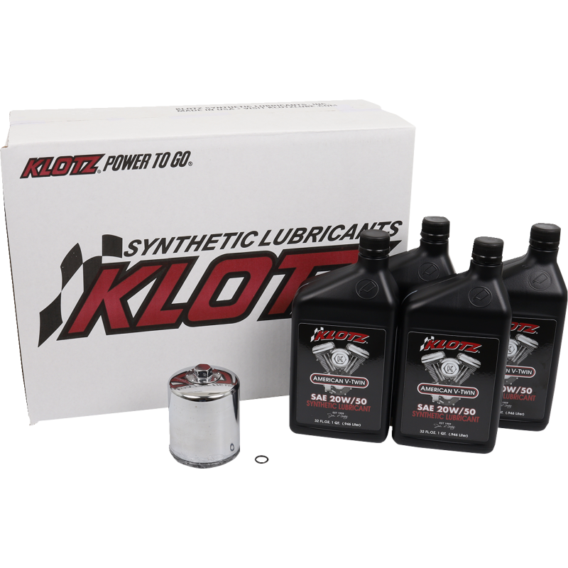 KLOTZ OIL BASIC 4 QUART SYNTHETIC ENGINE OIL AND CHROME FILTER KIT KH-101