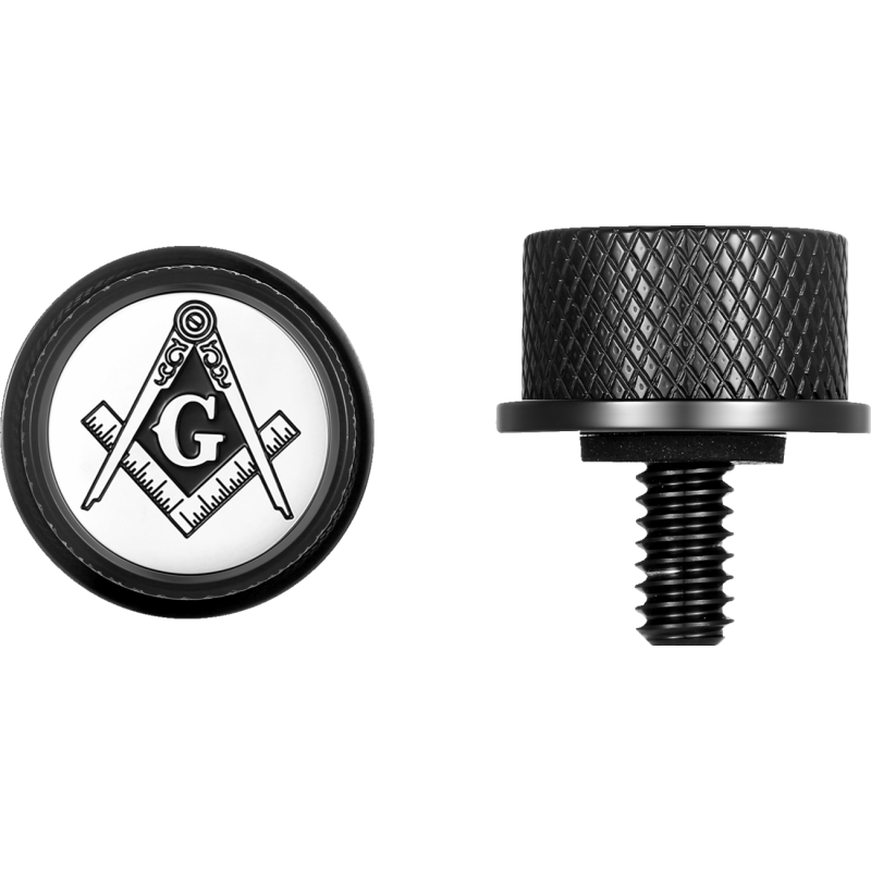 FIGURATI DESIGNS SEAT SCREW BLACK WITH 3M MASONIC EMBLEM INSERT FD42-SEAT_SCREW-BLK