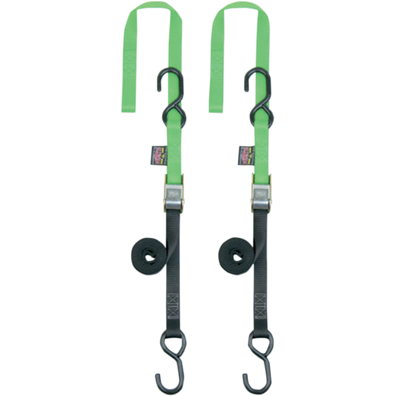 POWERTYE MFG. 1" SOFT TYE TIE DOWNS BLACK/GREEN (PR) 23625