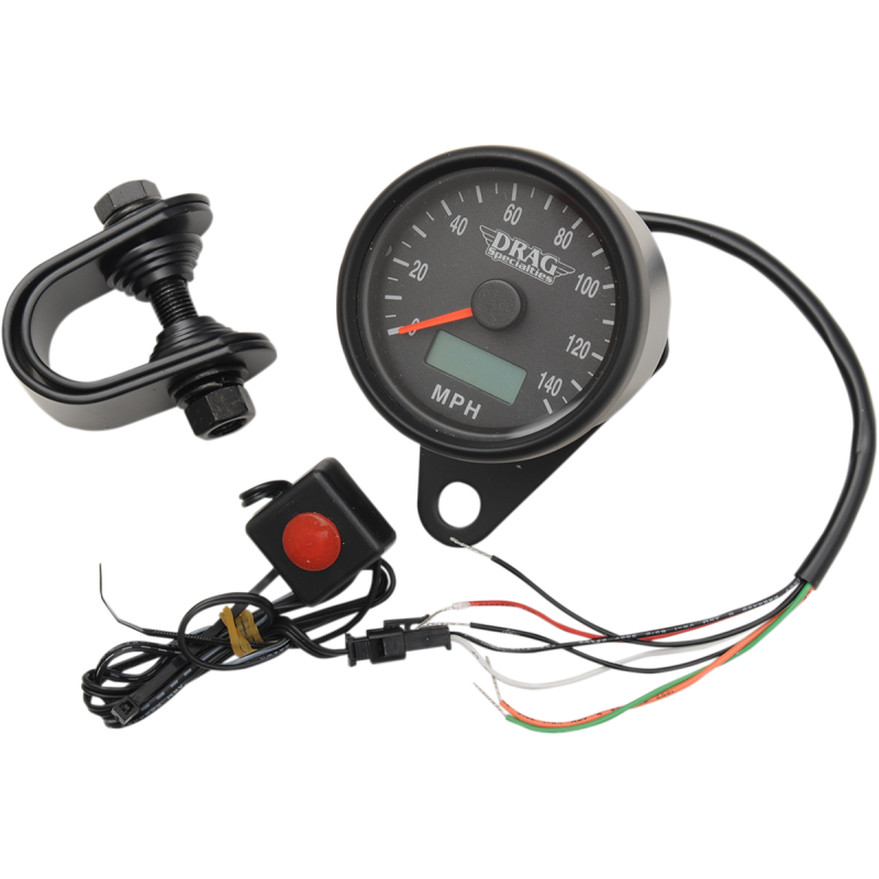 DRAG SPECIALTIES 2.4" ELEC SPEEDO W/TRIP/ODO BLK/FACE 2210-0257