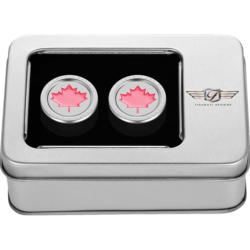 FIGURATI DESIGNS RED MAPLE LEAF DOCKING COVERS SILVER 25X32MM FD03-25.2/32-SS