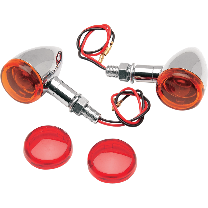 DRAG SPECIALTIES MINI DEUCE MARKER LIGHTS AMB/RED (PR) 2040-0278