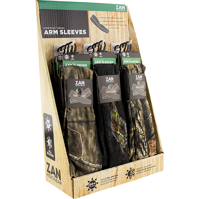 ZAN HEADGEAR ZAN SPORTFLEX SLEEVE DISPLAY MOSSY OAK HUNTING 12PK DISPF-ZASSFMOH