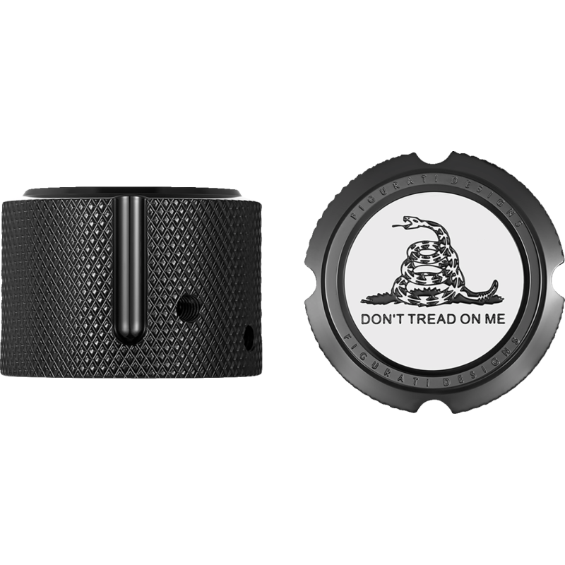FIGURATI DESIGNS FRONT AXLE NUT COVERS BLACK WITH DON'T TREAD ON ME FD40-FAC-BLK