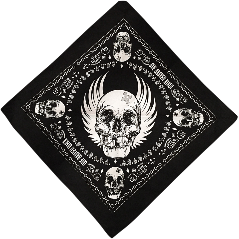 ONE BROKEN BIKER BANDANA BLACK OBB LOGO IN CENTRE BANBLKLOGOCTRE