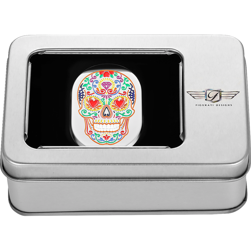 FIGURATI DESIGNS BACK FENDER COVER SILVER WITH SUGAR SKULL-LEFT FD30-AC-SS-LT