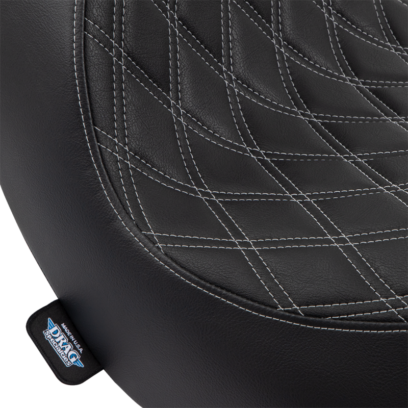DRAG SPECIALTIES SEATS SOLO SEAT - DOUBLE DIAMOND - SILVER STITCHING- FL/FX' 18-'24 0802-1514