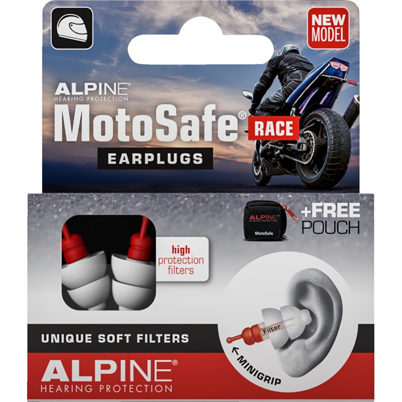 ALPINE HEARING PROTECTION EARPLUGS MOTOSAFE RACE MINIGRIP 111.23.111