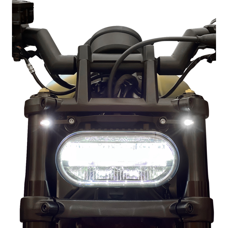 KODLIN ELYPSE 2-1 LED FRONT TURN SIGNALS FOR SPORTSTER S MODELS BLK K68497