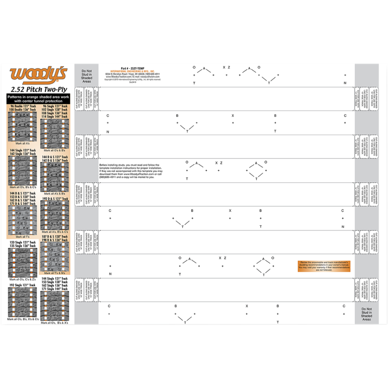 WOODYS TEMPLATE 2.52PT 2PLY TRAC 252T-TEMP-1