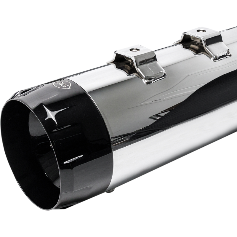 S&S CYCLE 17-19 4.5" MK45 FLHT CHR/BLK MUFF W THRUST E CAP 550-0664