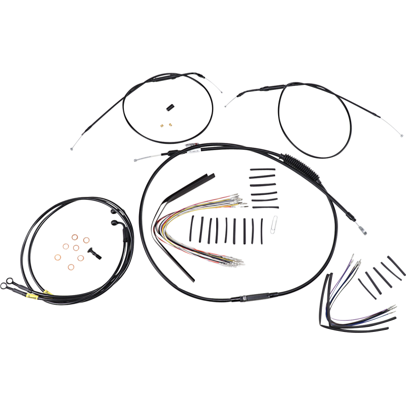 BURLY BRAND CABLE KIT - JAIL BAR - 14" HANDLEBARS - BLACK VINYL B30-1196
