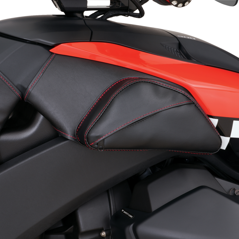SHOW CHROME DUAL SIDE TANK POUCH - BALLISTIC W/ RED STITCH - RYKER PR H40-401CRED