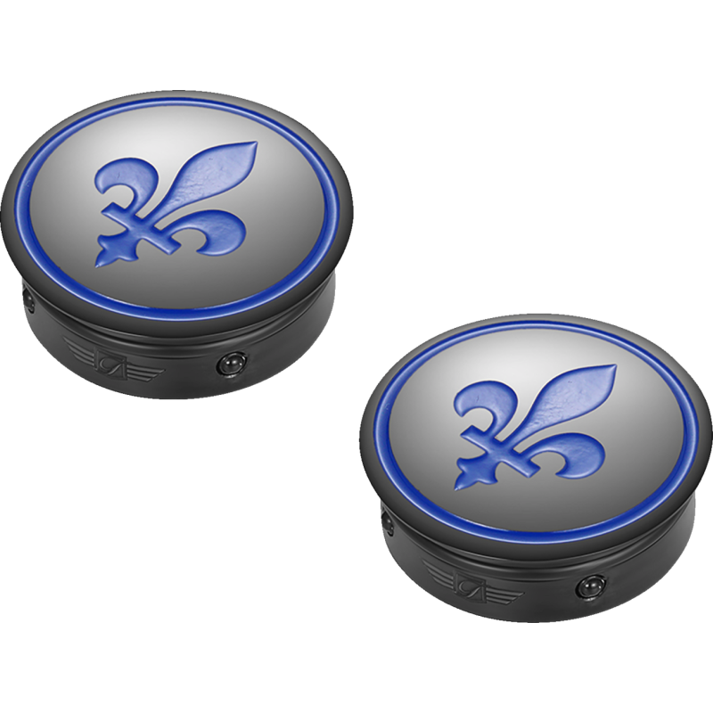 FIGURATI DESIGNS BLUE FLEUR-DE-LIS SWING ARM COVER BLACK FD05-BK
