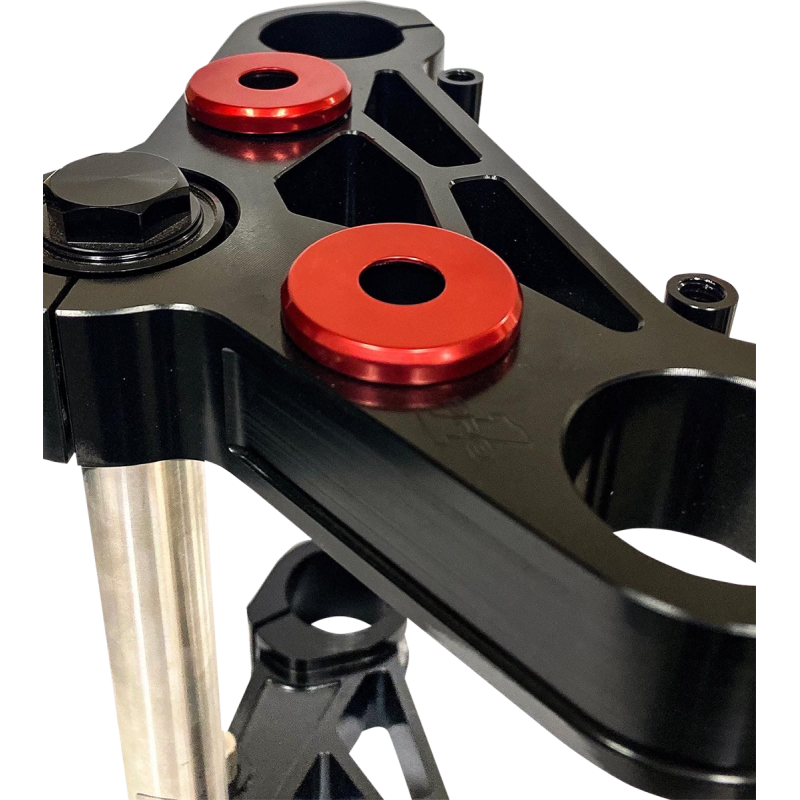 PRO-ONE PERF.MFG. HANDLEBAR RISER DAMPER KIT, WITH RED ANO BILLET CAPS, 103070R