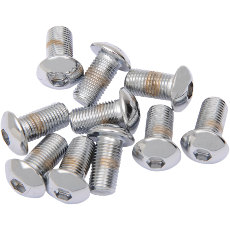 DRAG SPECIALTIES 3/8-24*1 BUTTON HD SCREW(10)CY-CHROME MPB423