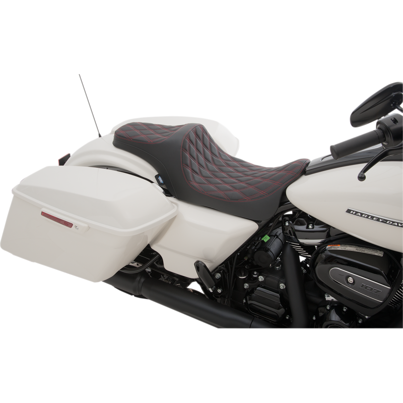 DRAG SPECIALTIES SEATS 08-19 FLHT PRED III SEAT W/RED THREAD 0801-1116