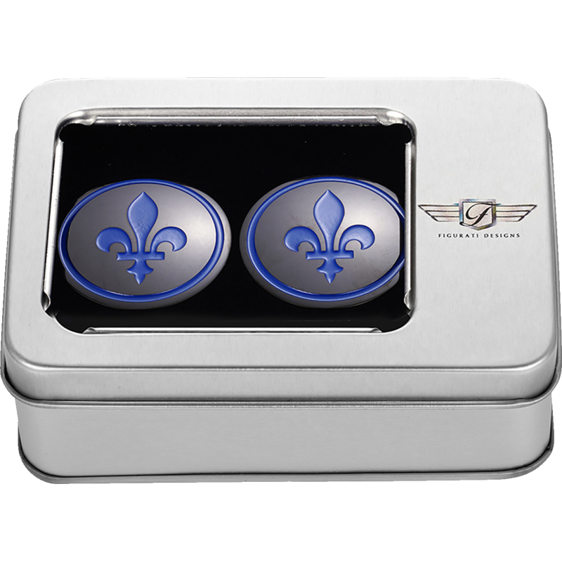 FIGURATI DESIGNS BLUE FLEUR-DE-LIS SWING ARM COVER BLACK FD05-BK