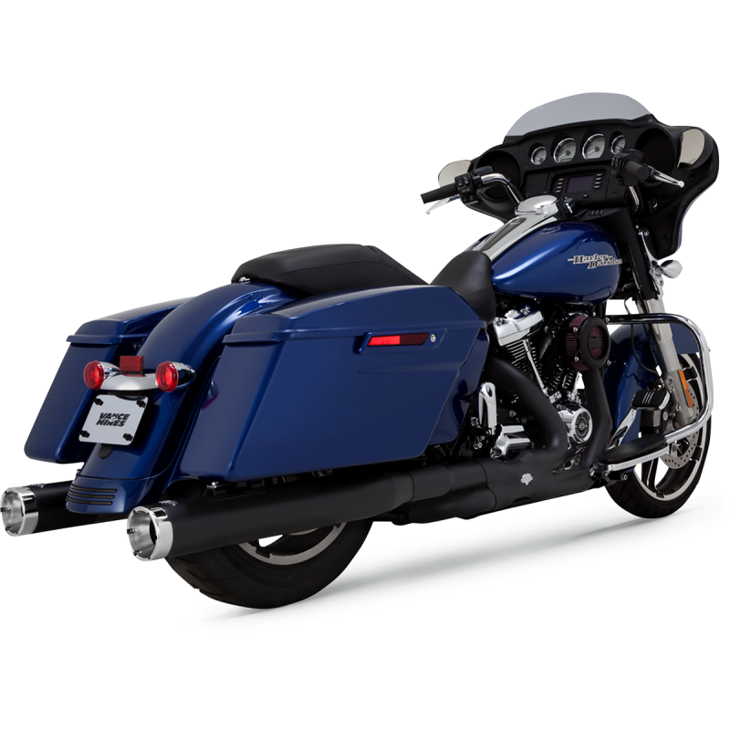 VANCE & HINES 17-UP FL MONSTER RNDS SO BLK/CHR TIPS 46780