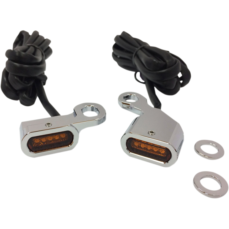 DRAG SPECIALTIES 96-14 S/TAIL LED H/B MRKR LIGHTS CHR AMBR PR L22-0230CAE