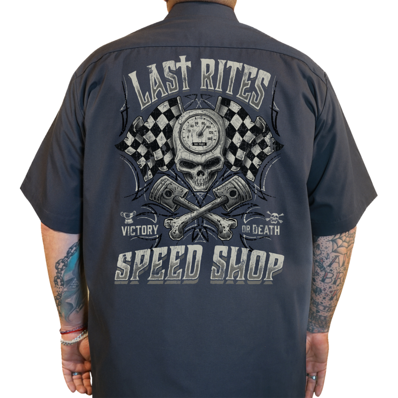 LETHAL THREAT SHRT LAST RITE WRK GY 4XL DG60181-4XL