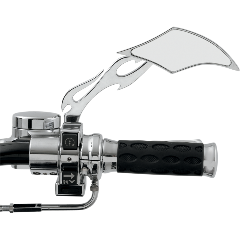 DRAG SPECIALTIES GOTHIC R/H FLAME STEM MIRROR EA 0640-0036