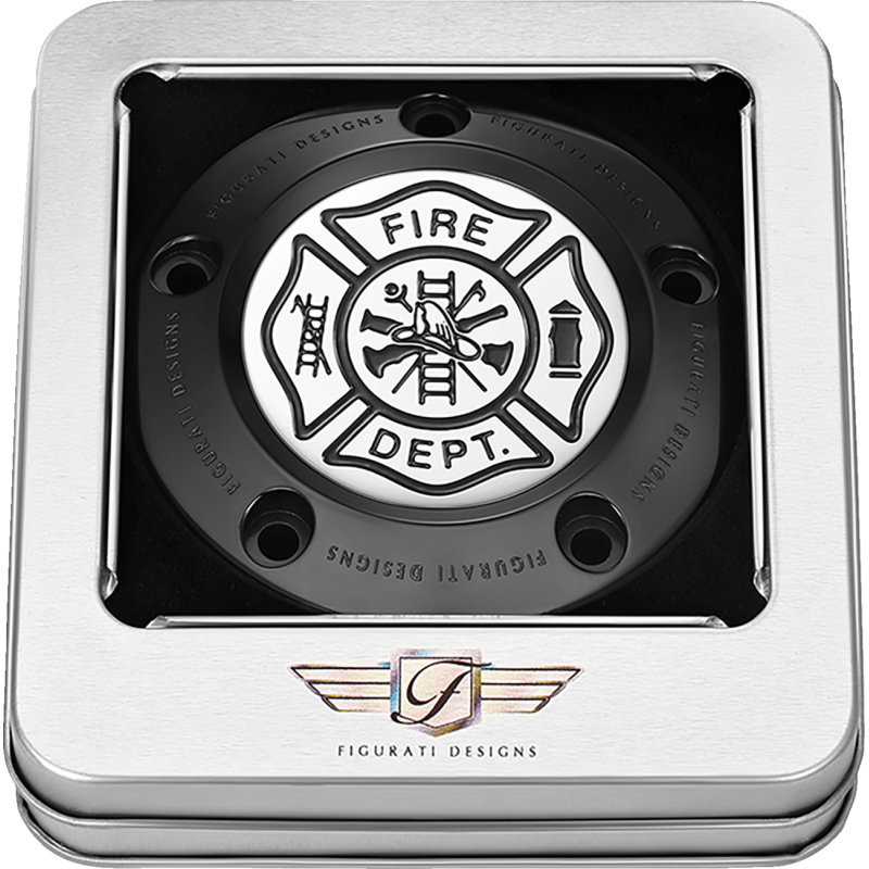 FIGURATI DESIGNS TIMING COVER BLACK WITH MALTESE CROSS-FIRE, 5-HOLE FD74-TC-5H-BLK