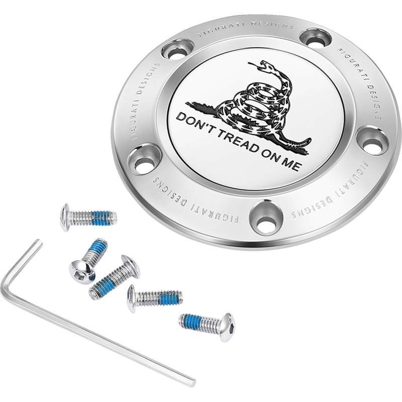 FIGURATI DESIGNS TIMING COVER SILVER WITH DON'T TREAD ON ME, 5-HOLE FD40-TC-5H-SS