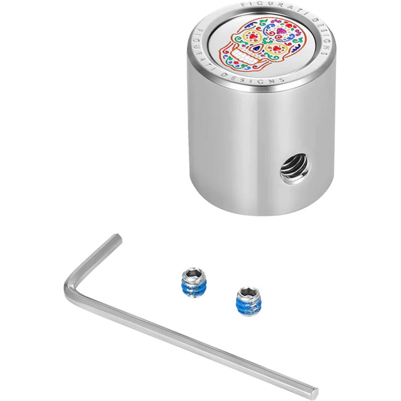 FIGURATI DESIGNS HEEL-TOE SHIFTER COVER SILVER WITH SUGAR SKULL FD30-HTSCSS