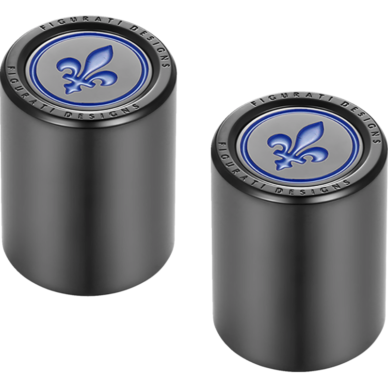 FIGURATI DESIGNS BLUE FLEUR-DE-LIS DOCKING COVERS BLACK 27X32MM FD05-27.2/32-BK