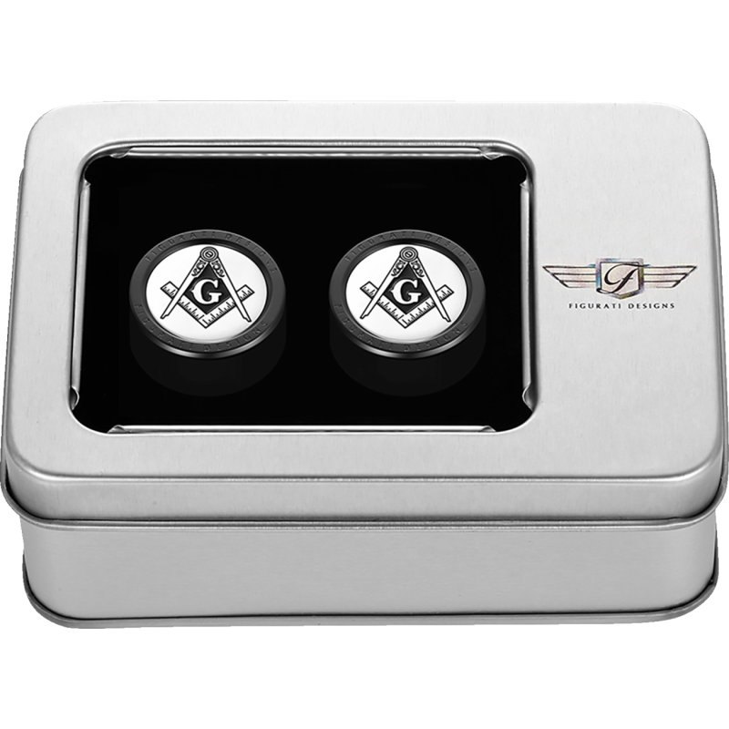 FIGURATI DESIGNS ND MAG DOCKING COVERS BLACK WITH MASONIC 25.2X32MM FD42-DC-25.2/32-BLK