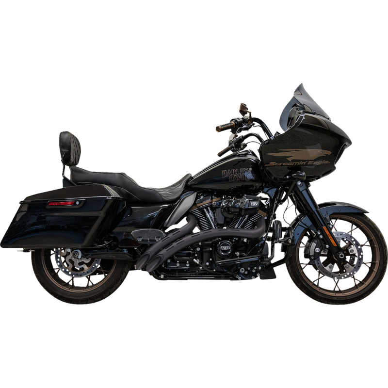 BASSANI XHAUST SWEEPER EXHAUST SYSTEM W/ SLOTTED SHIELDS -BLACK 1F22FB