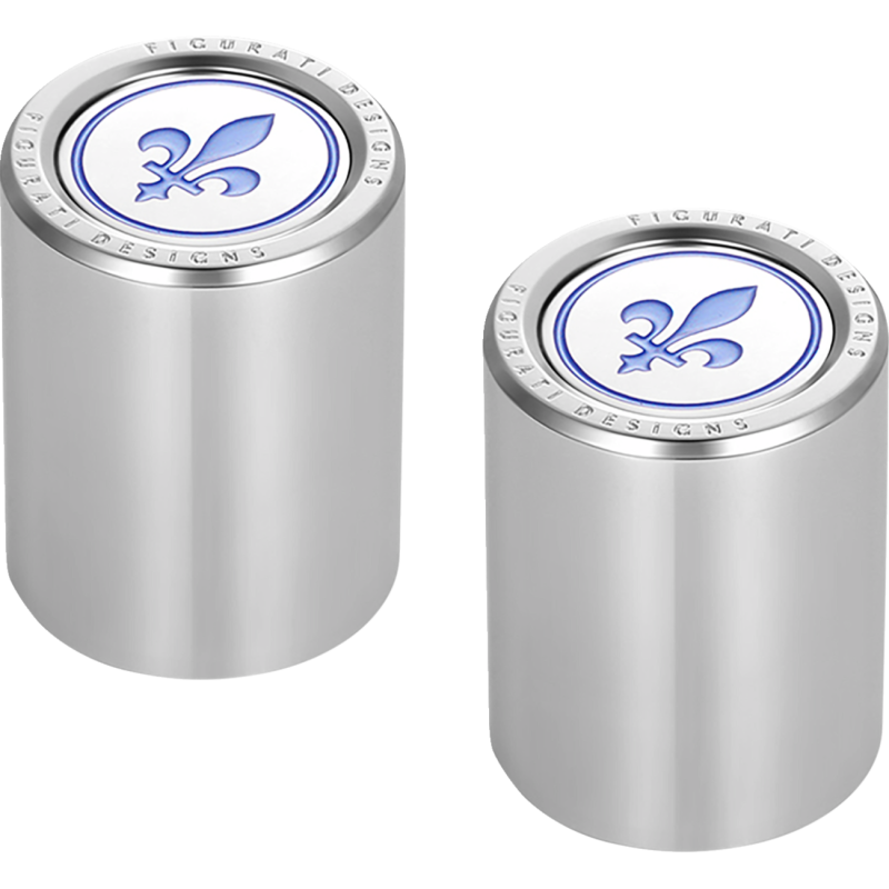 FIGURATI DESIGNS BLUE FLEUR-DE-LIS DOCKING COVERS SILVER 27X32MM FD05-27.2/32-SS