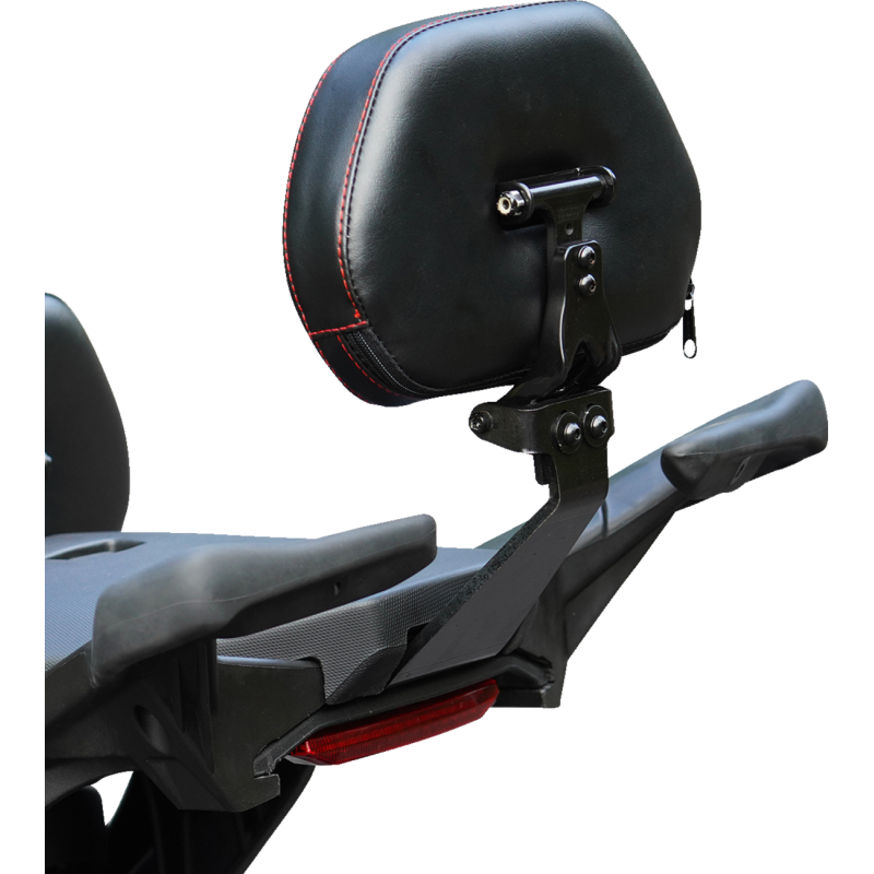 SHOW CHROME BALLISTIC PASSENGER BACKREST - BL W/ RED SITCH - RYKER 19-23 41-420CRED