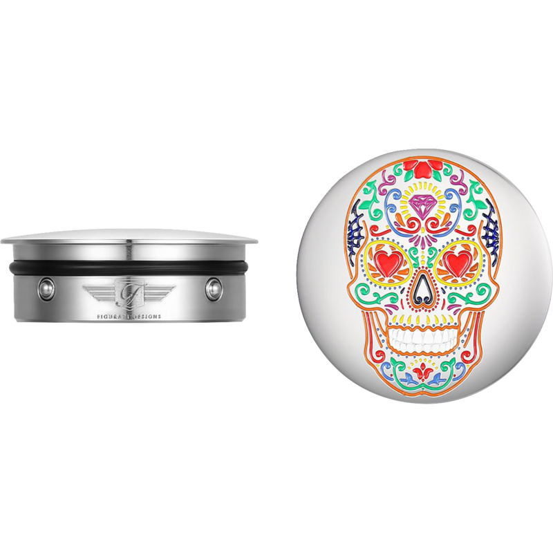 FIGURATI DESIGNS HARLEY-DAVIDSON SILVER SUGAR SKULL CUSTOM SWING ARM COVERS FD30-SAC-SS