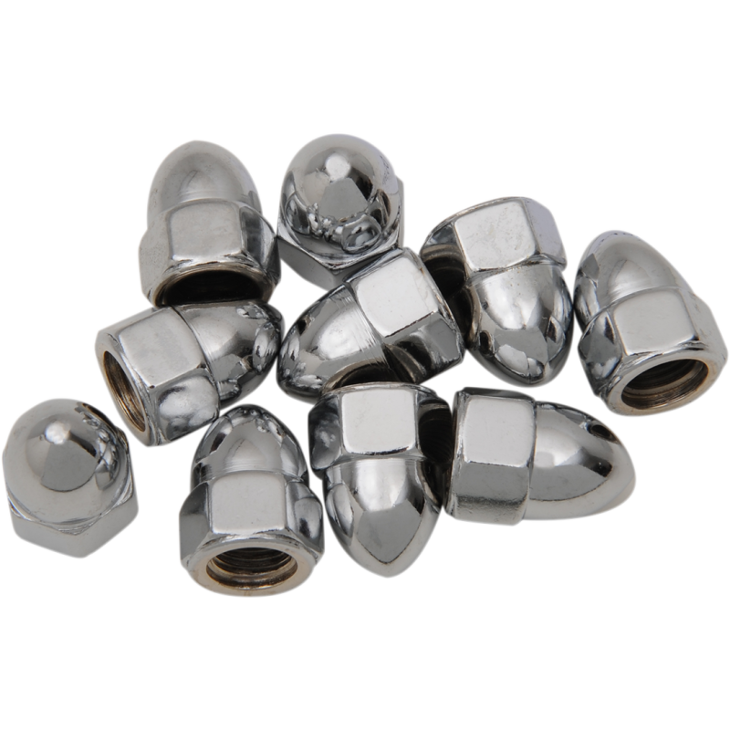 DRAG SPECIALTIES 3/8-16 CHRM ACORN NUTS(10) CY-CHROME MPB107