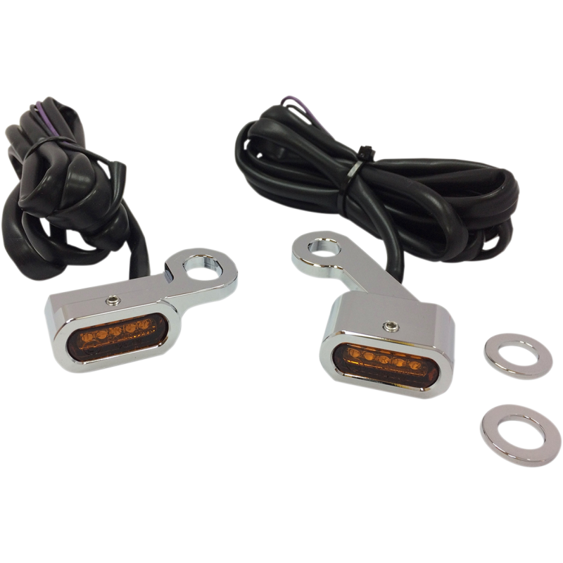 DRAG SPECIALTIES 04-19 XL LED H/B  MRKR LIGHTS CHR AMBR PR L22-0231CAE
