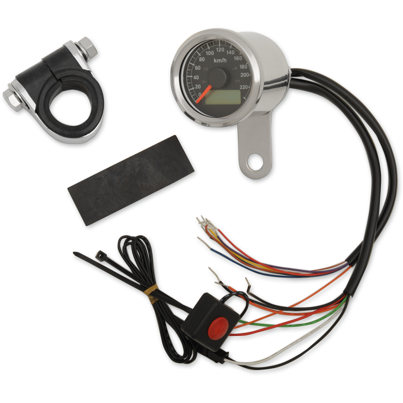 DRAG SPECIALTIES SPEEDO W/4LTS KPH SS/BLK 77759K