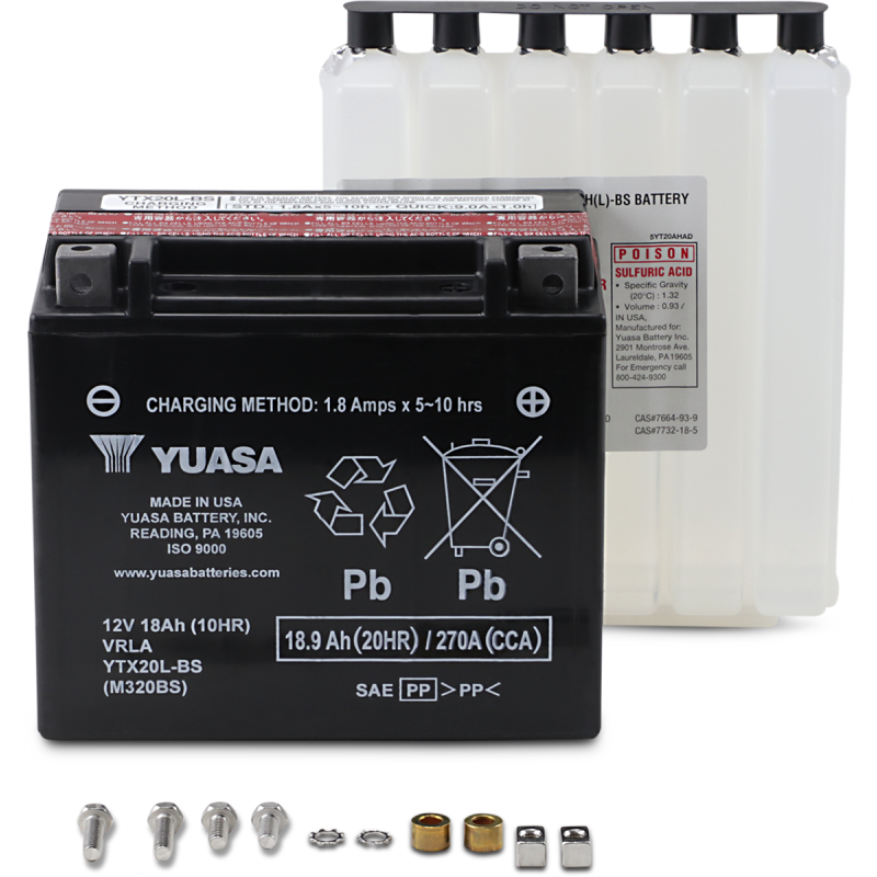 YUASA YTX20L-BS W/ACID PACK YUAM320BSTWN