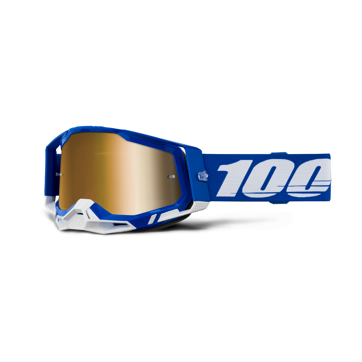 100% RACECRAFT 2 BLUE MIRROR TRUE GOLD LENS 50010-00035