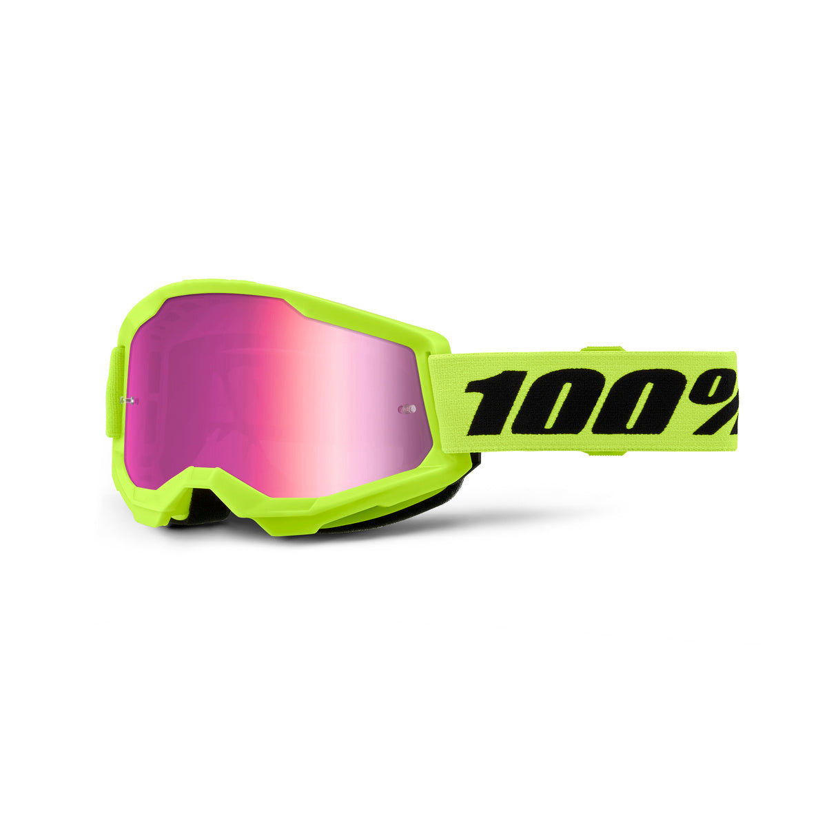 100% STRATA 2 GOG NEON YEL MIRROR PINK LENS 50028-00016