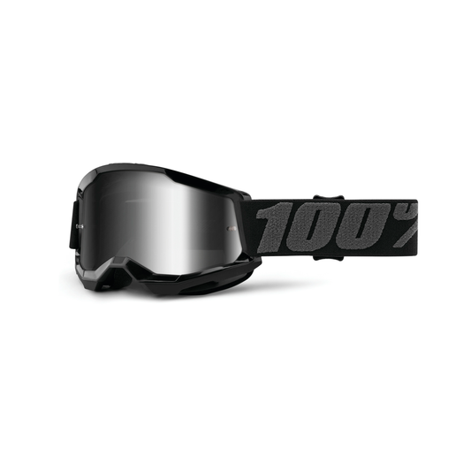 100% STRATA 2 JUNIOR GOG BLACK MIRROR SILVER 50032-00001