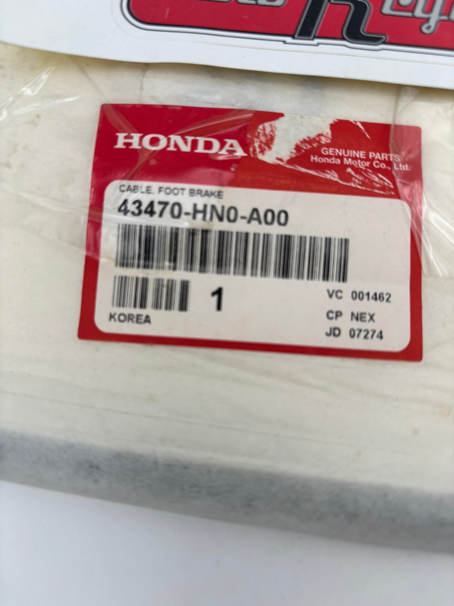 HONDA FOOT BRAKE CABLE 43470-HN0-A00 H216