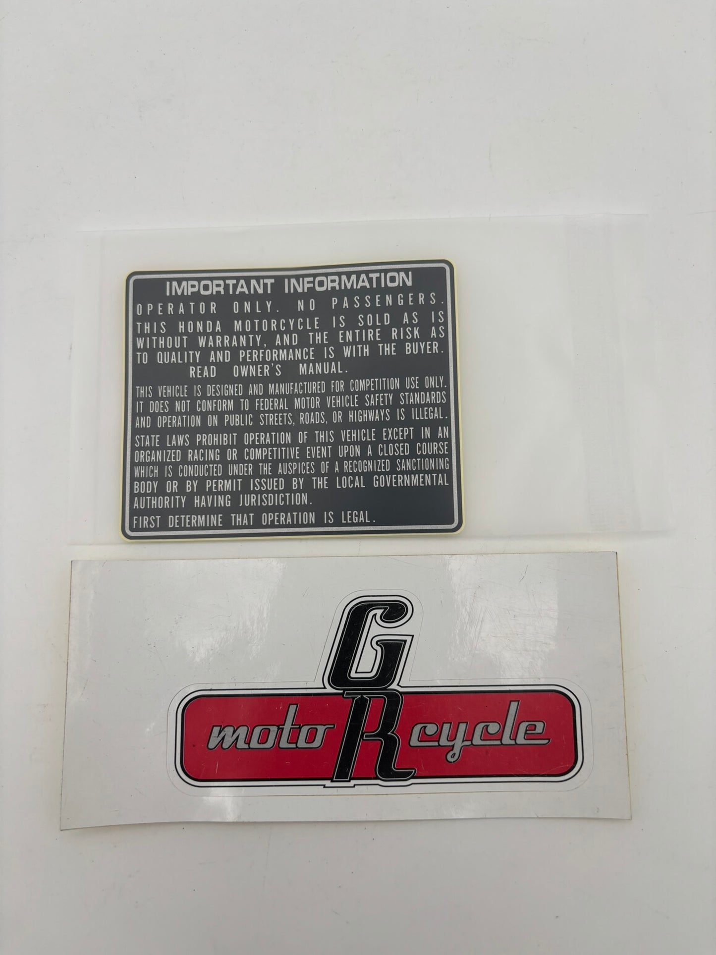 HONDA WARNING LABEL 87560-GBF-770 H100
